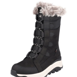 Rieker Vinterstøvel med pelskant svart semsket skinn