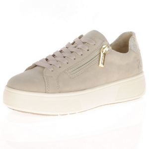 Beige platå sneakers med gull-glidelås