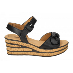 Gabor sort sandal med sløyfe