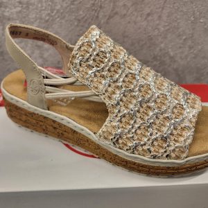 Rieker Damesandal Beige med Sølv