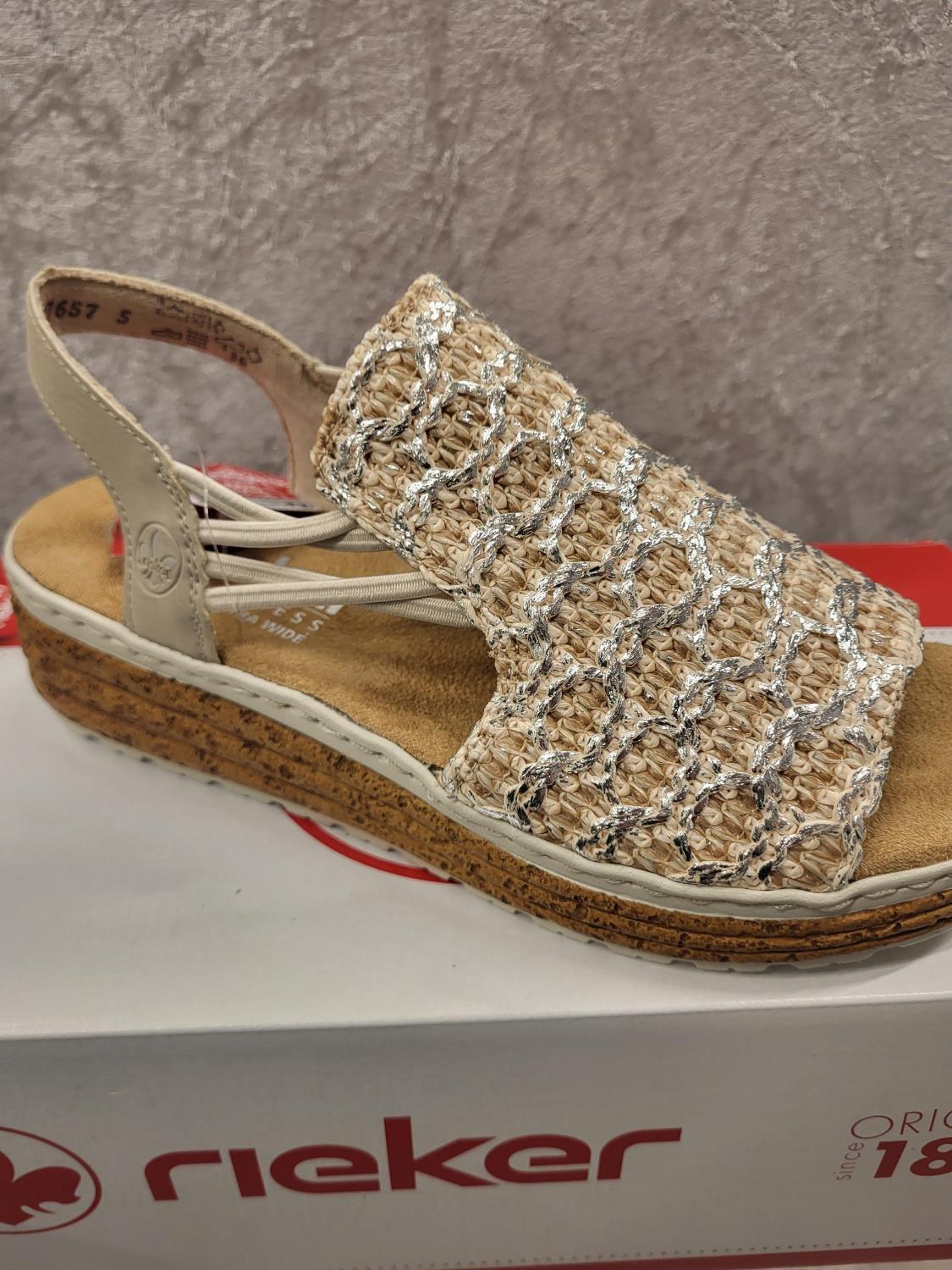 Rieker Damesandal Beige med Sølv