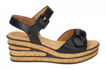 Gabor sort sandal med sløyfe