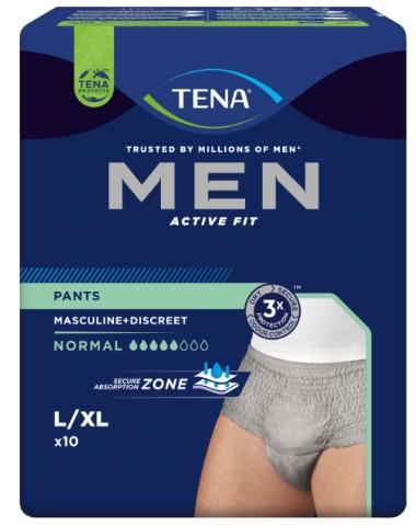 TENA MEN Active Fit Pants L/XL Grå Normal 95-130cm